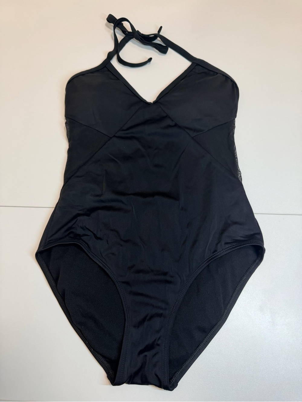 Gottex Black Halter One-Piece Swimsuit with Mesh Side Cutouts